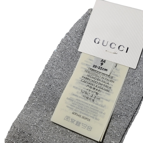 Gucci Socks Silver and Gold Metallic Interlocking G - Picture 4 of 9